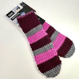 Outdoor Research Sueno Cozy Knit Mittens Pink Purple Gray Striped Women’s M NWT